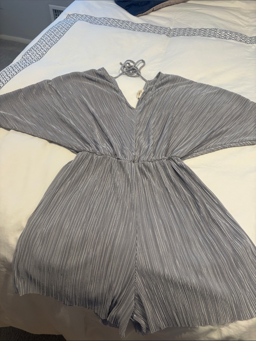 Gray Pleated Woman’s One-Piece Romper